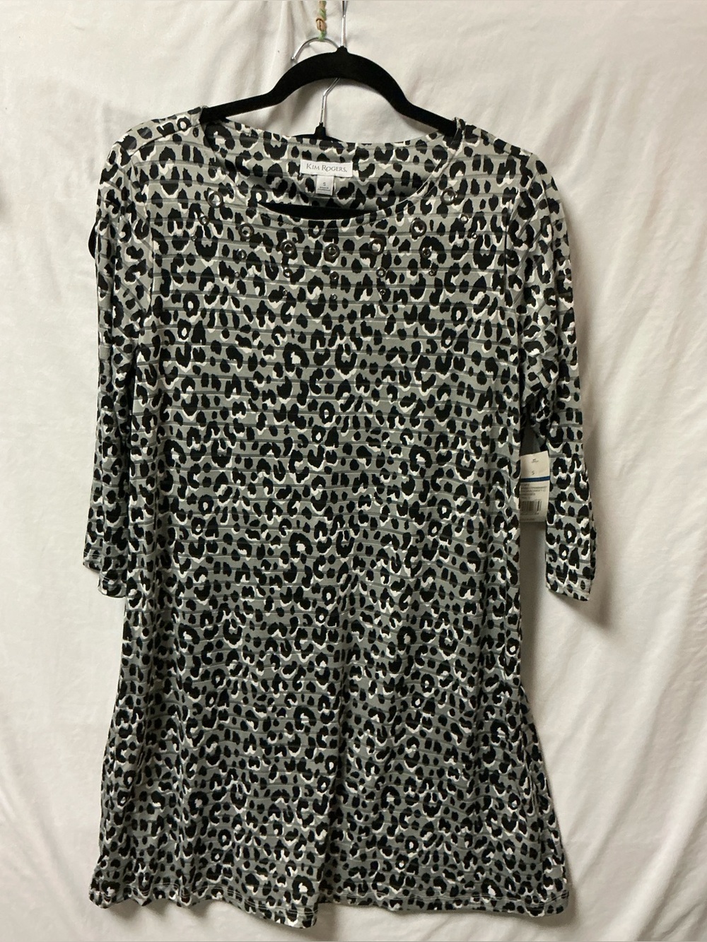 Kim Rogers Black & White Leopard Print Midi Dress
